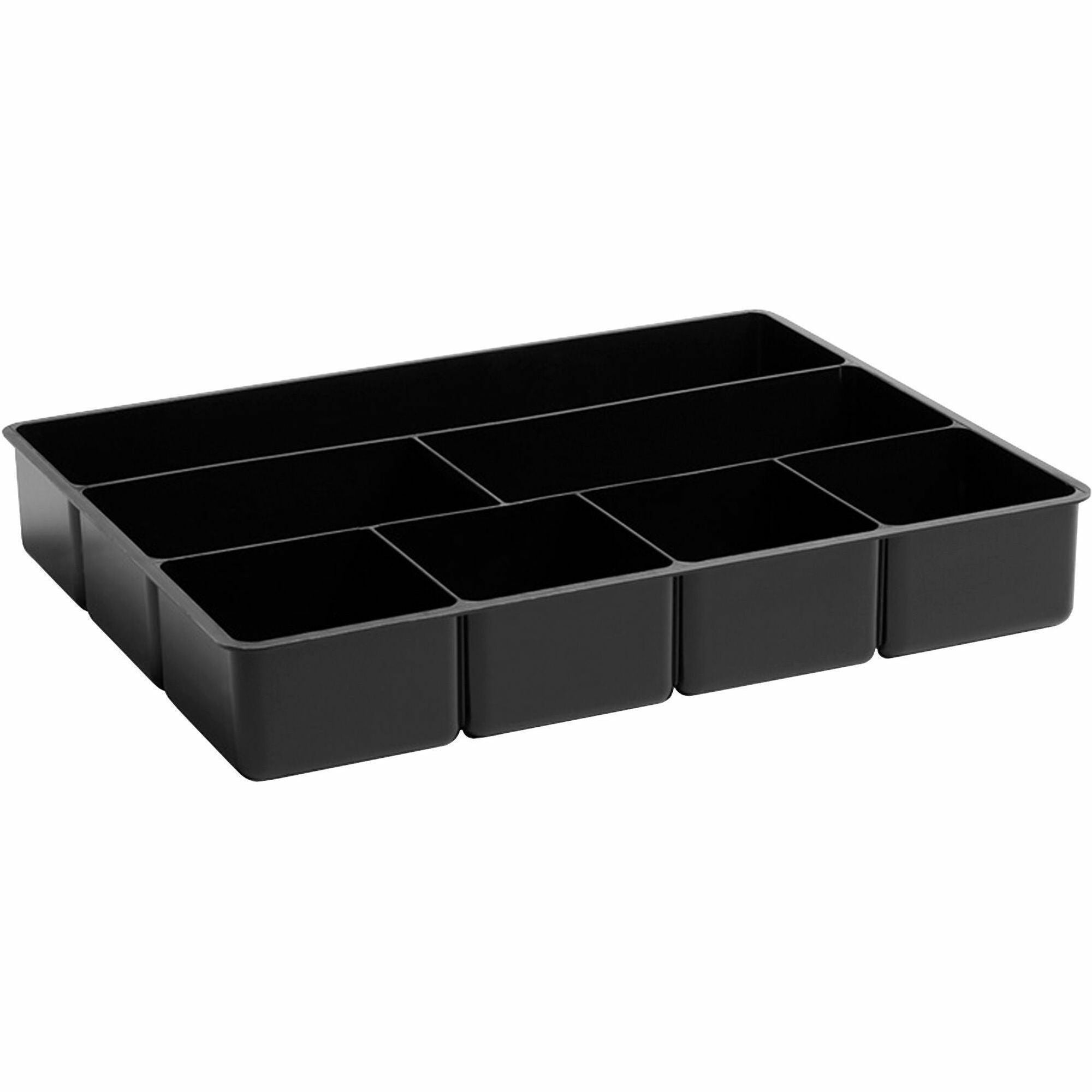 7 Compartment(s) - 12" Height x 15" Width x 2.37" Depth - Black - Plastic - 1 Each