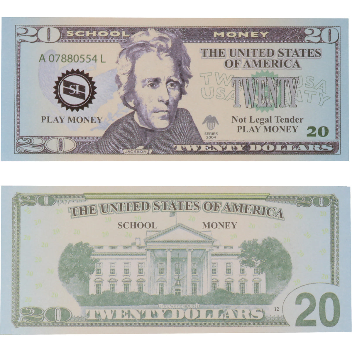 U.S. School Money $20 Bills Pk. 100