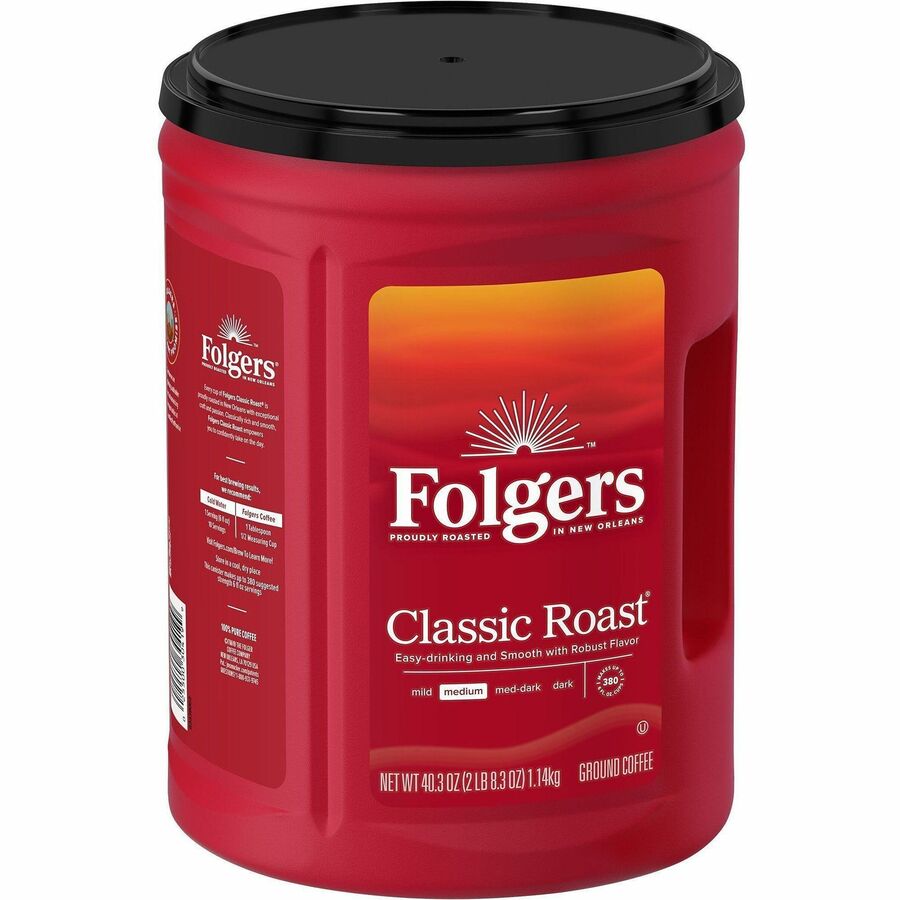 Folgers Classic Roast Ground Coffee, Medium Roast, 40.3 oz Canister, 1 Each
