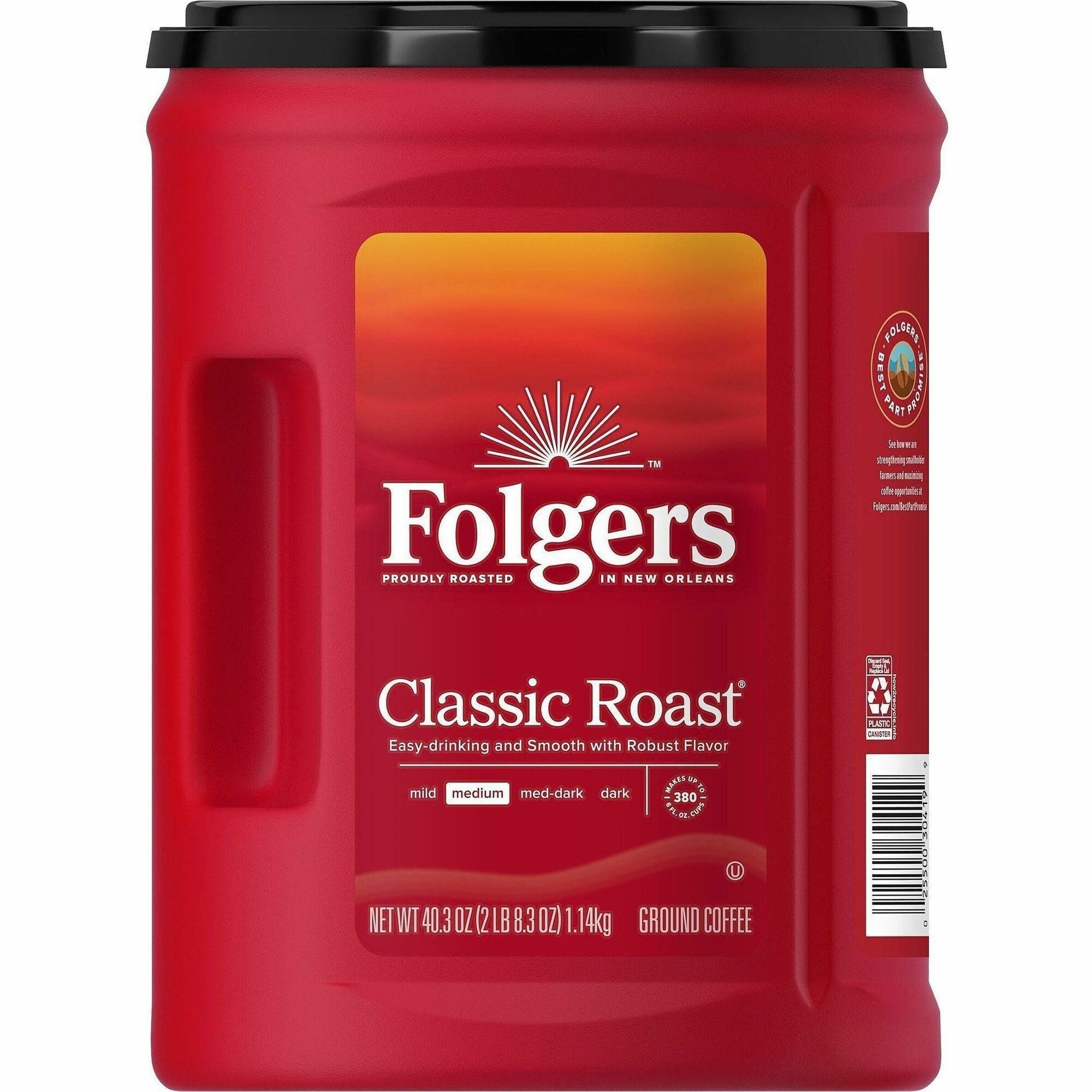 Folgers Classic Roast Ground Coffee, Medium Roast, 40.3 oz Canister, 1 Each