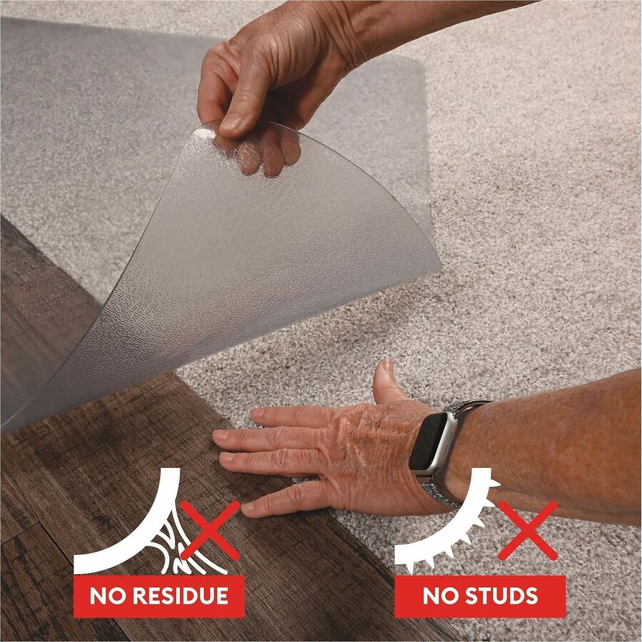 Deflecto SuperGrip Chairmat, 60" x 46" with 25" x 12" Lip, Vinyl, Clear, 1 Each
