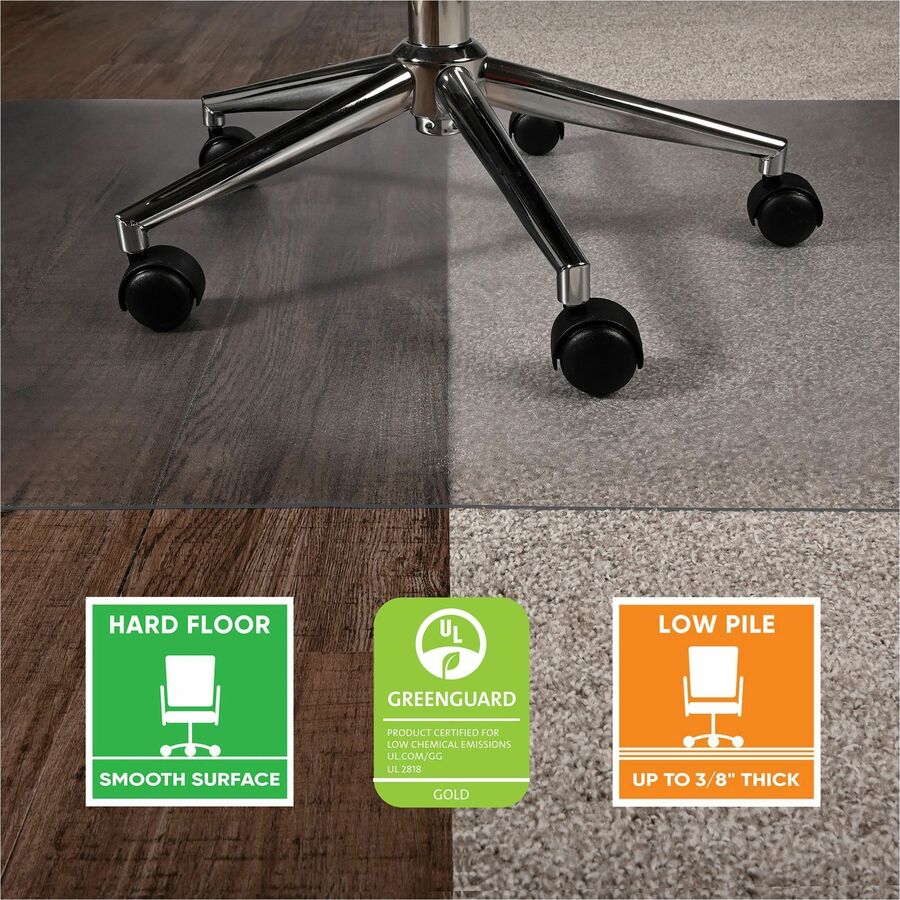 Deflecto SuperGrip Chairmat, 53" x 45", Rectangular, Vinyl, 1 Each