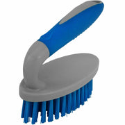 Genuine Joe Iron Handle Scrub Brush, PET Bristles, Iron/Polypropylene/TPR Handle, Blue/Gray, 1 Each