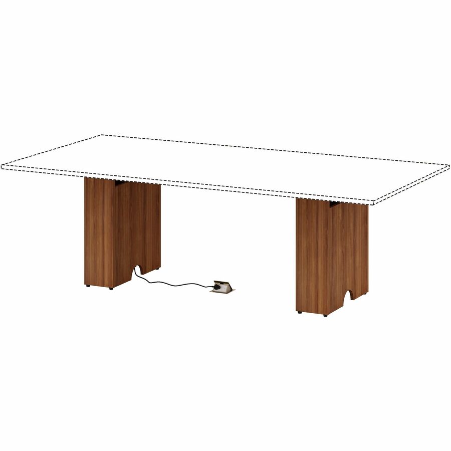 Lorell Essentials Modular Conference Table Base, Walnut Finish, Modular, Eco-friendly, 28.5"H x 23.6"W x 7.9"D, 1 Each