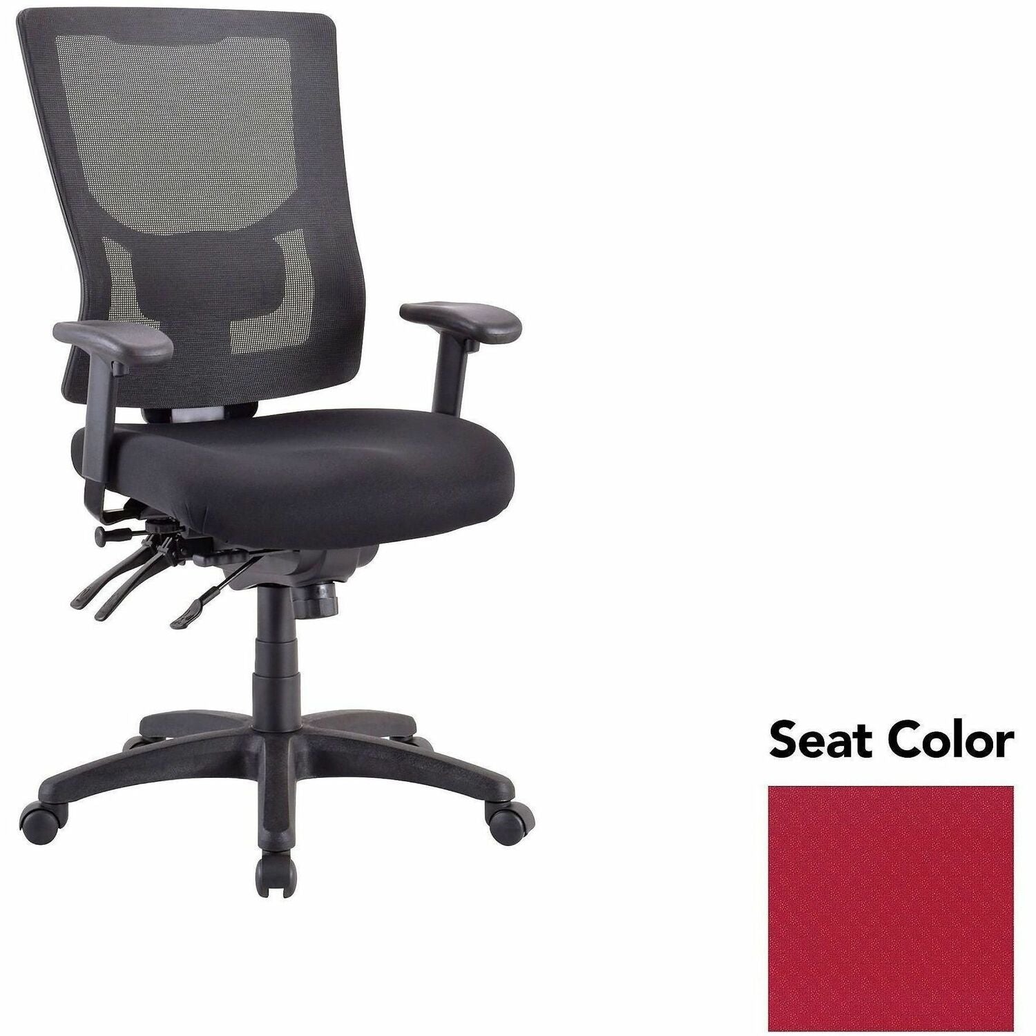 Lorell Conjure Multifunctional Mesh High-back Executive Chair, Real Red Seat, Mesh Back, High Back, 1 Each