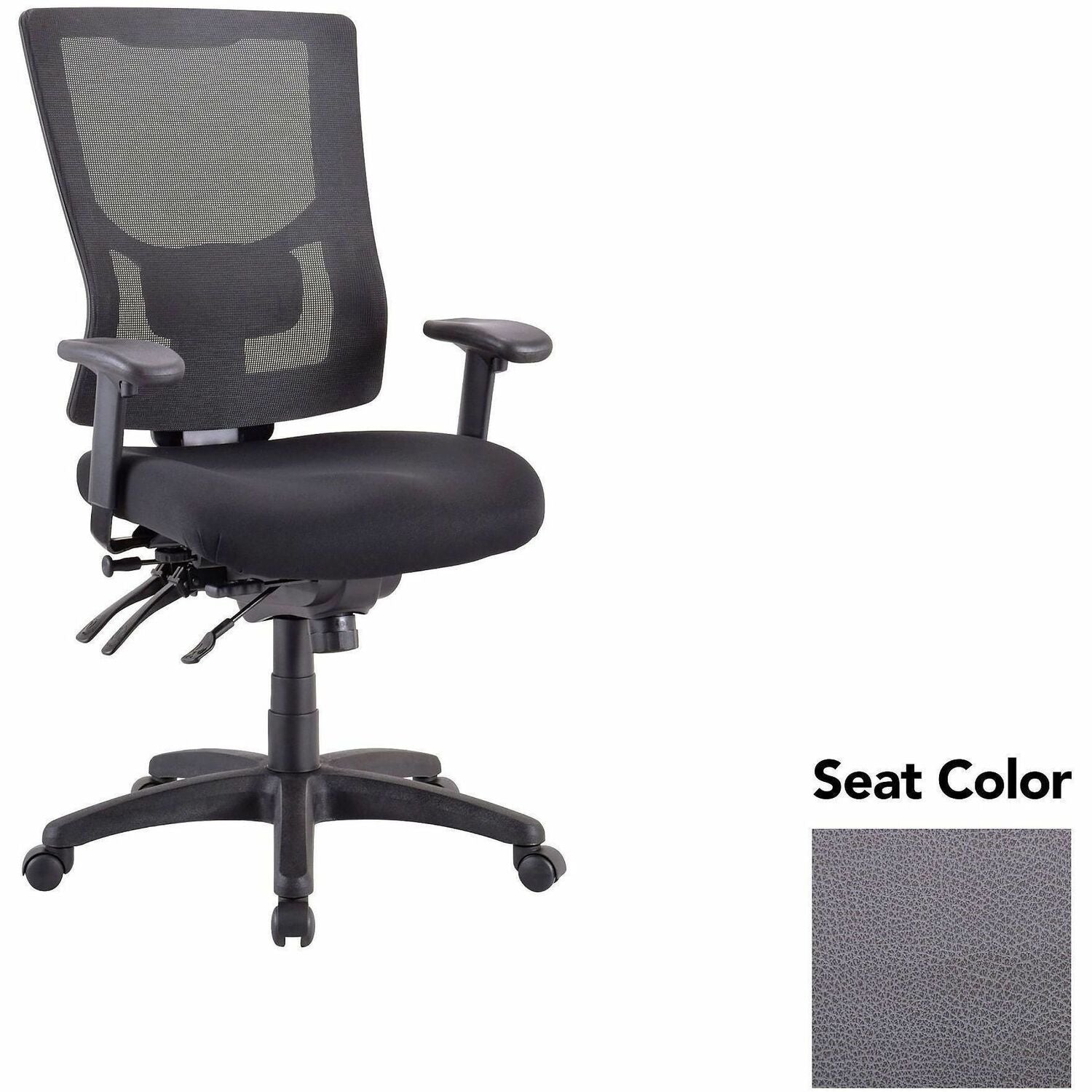 Lorell Conjure Multifunctional Mesh High-back Executive Chair, Canyon Carbon Seat, Mesh Back, Adjustable Lumbar Support, 1 Each
