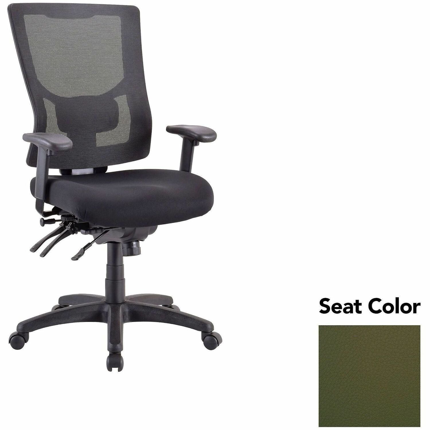 Lorell Conjure Multifunctional Mesh High-back Executive Chair, Canyon Fern Seat, Mesh Back, Adjustable Lumbar Support, Ratchet Back, Tilt Tension, Seat Slider, 1 Each