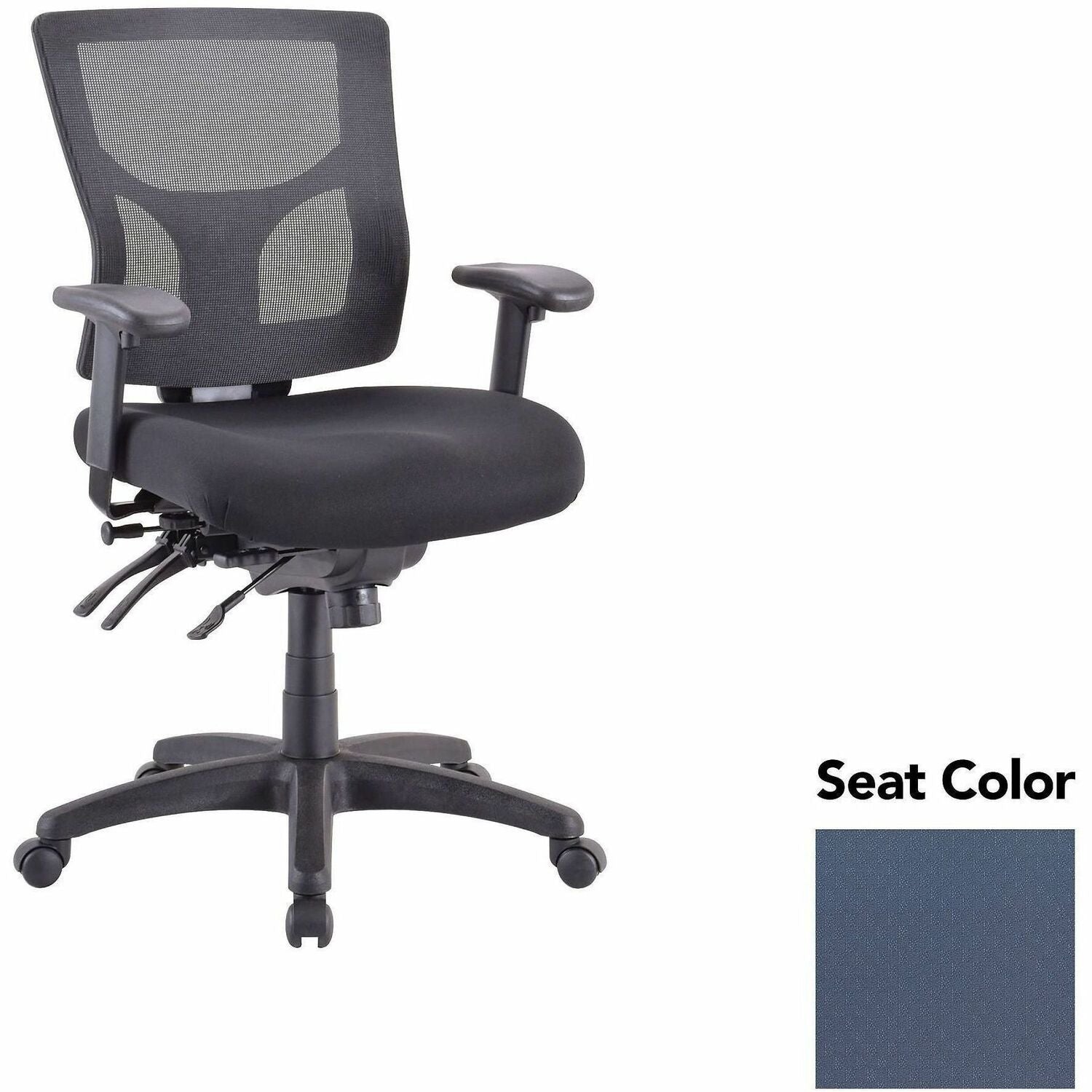 Lorell Conjure Multifunctional Mesh Mid-back Executive Chair, Insight Periwinkle Blue, Mesh Back, Padded Seat, Ergonomic, Lumbar Support, Adjustable Features, 1 Each