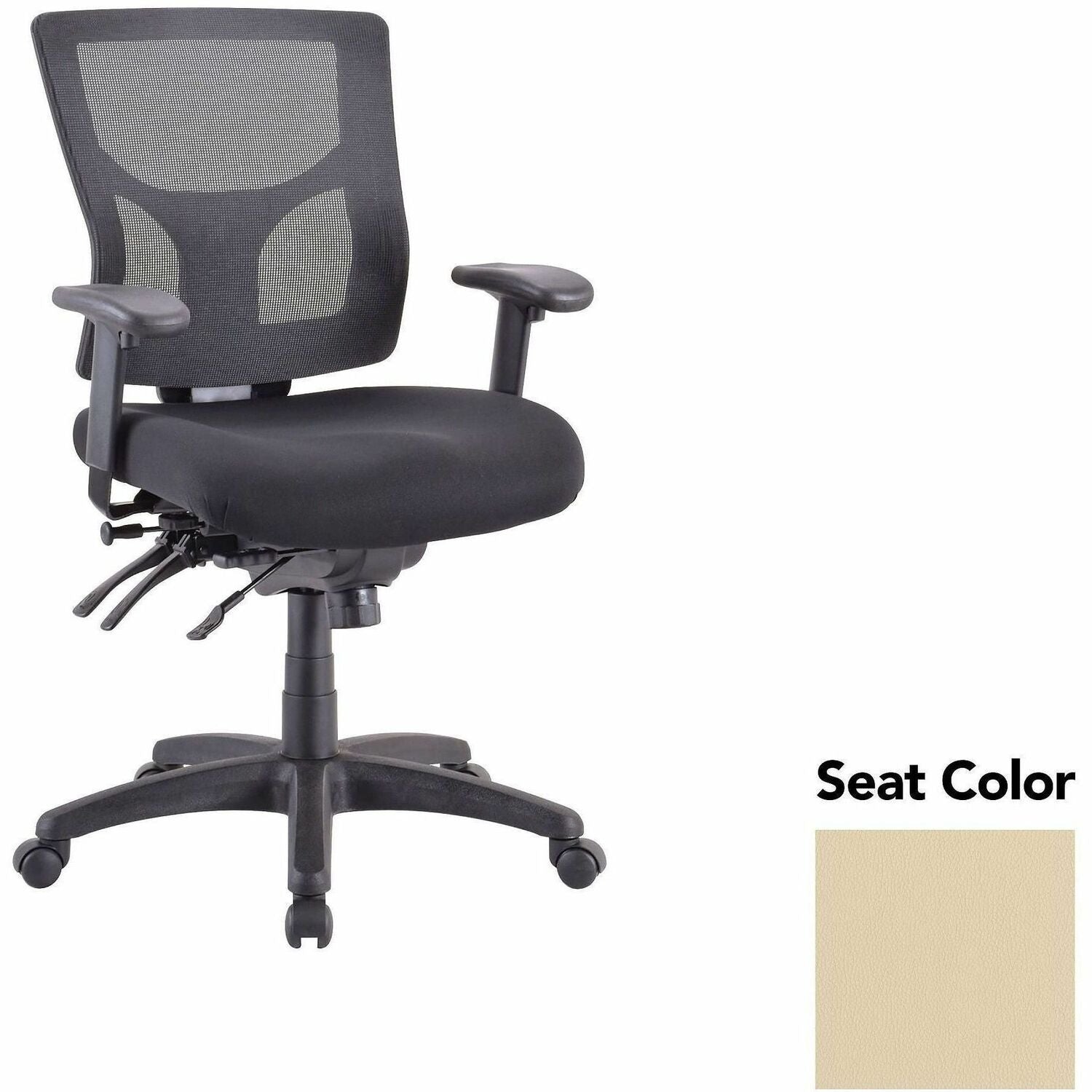 Lorell Multifunctional Mesh Mid-back Executive Chair, Dillon Buff Seat, Mesh Back, Mid Back, 1 Each