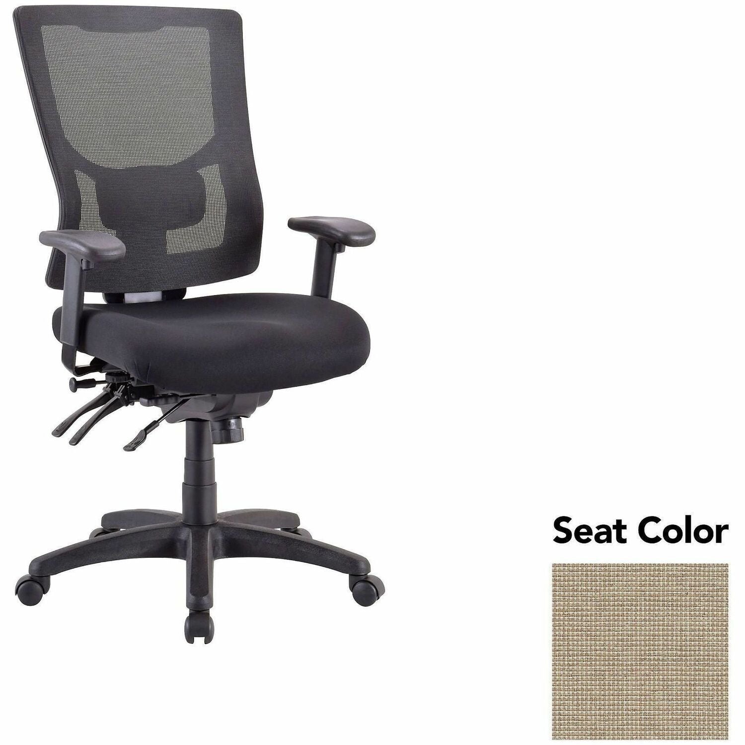 Lorell Multifunctional Mesh High-back Executive Chair, Shire Travertine Seat, Mesh Back, Adjustable Lumbar Support, Ratchet Back, Tilt Tension, Seat Slider, 1 Each