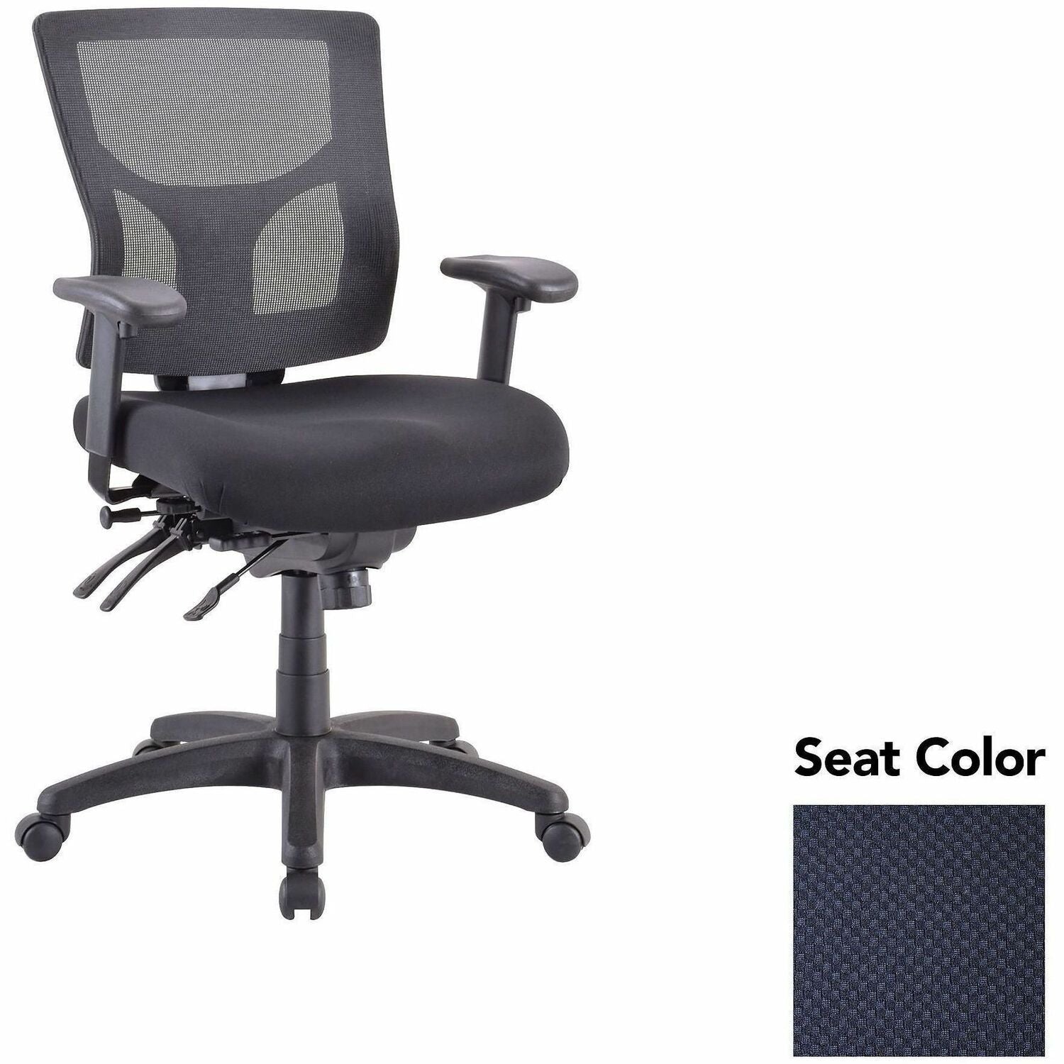 Lorell Multifunctional Mesh Mid-back Executive Chair, Perfection Navy, Mesh Back, Mid Back, 1 Each