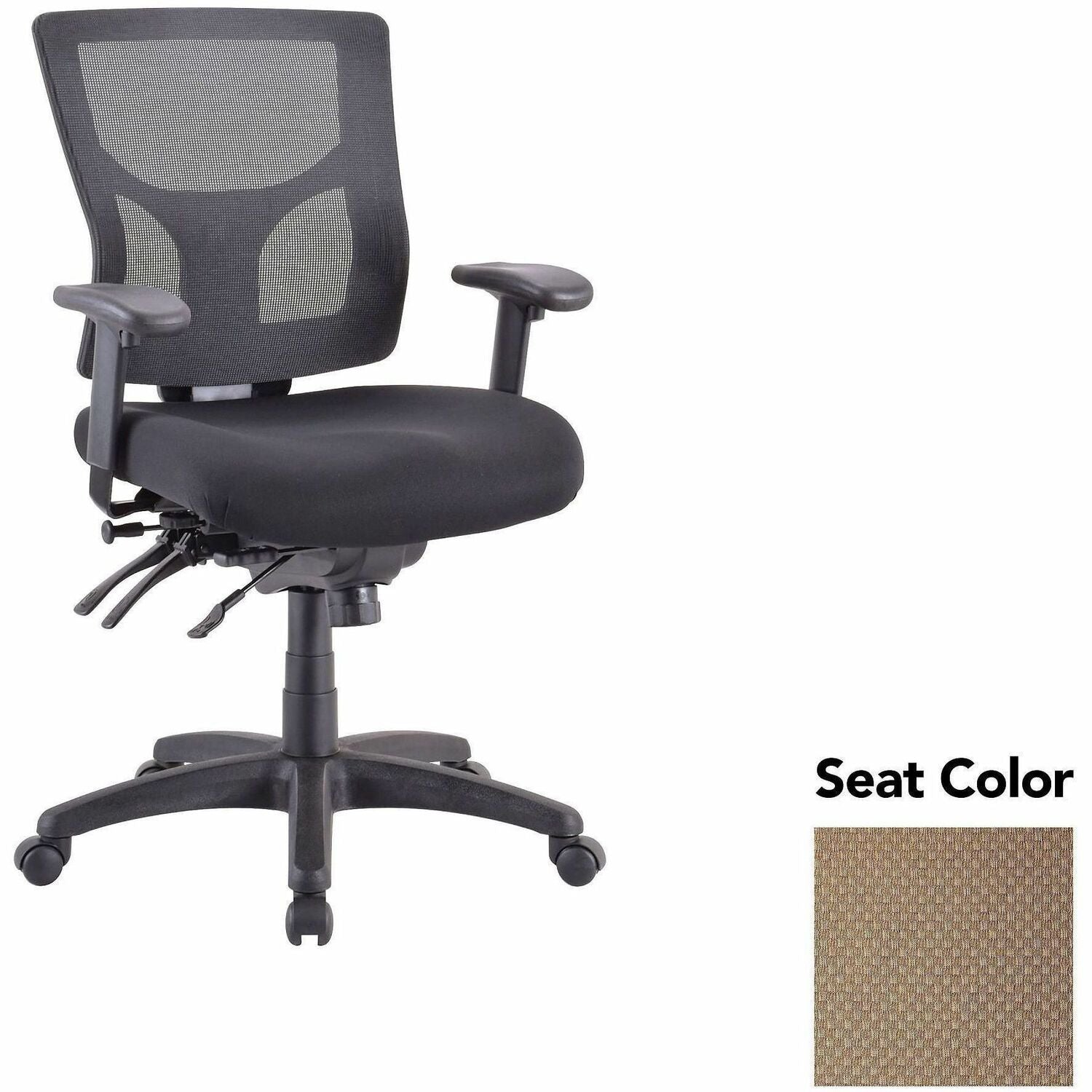 Lorell Multifunctional Mesh Mid-back Executive Chair, Perfection Beige, Mesh Back, Padded Seat, Ergonomic Design, 1 Each