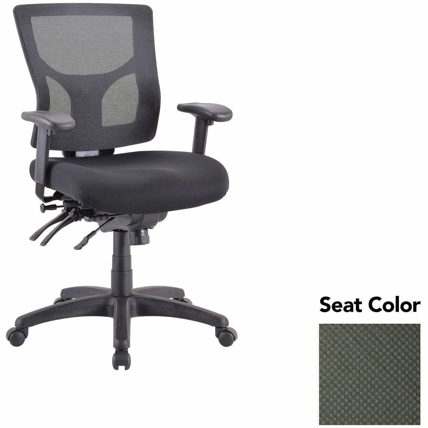 Lorell Multifunctional Mesh Mid-back Executive Chair, Perfection Olive Green Seat, Mesh Back, Mid Back, 1 Each