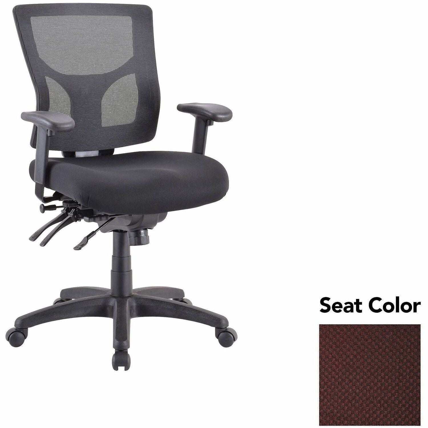 Lorell Multifunctional Mesh Mid-back Executive Chair, Perfection Burgundy Seat, Mesh Back, Mid Back, 1 Each