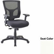 Lorell Conjure Swivel/Tilt Task Chair, Dillon Snow Seat, Mesh Mid Back, Adjustable Arms, Lumbar Support, Pneumatic Height, 360° Swivel, Nylon Base, 1 Each