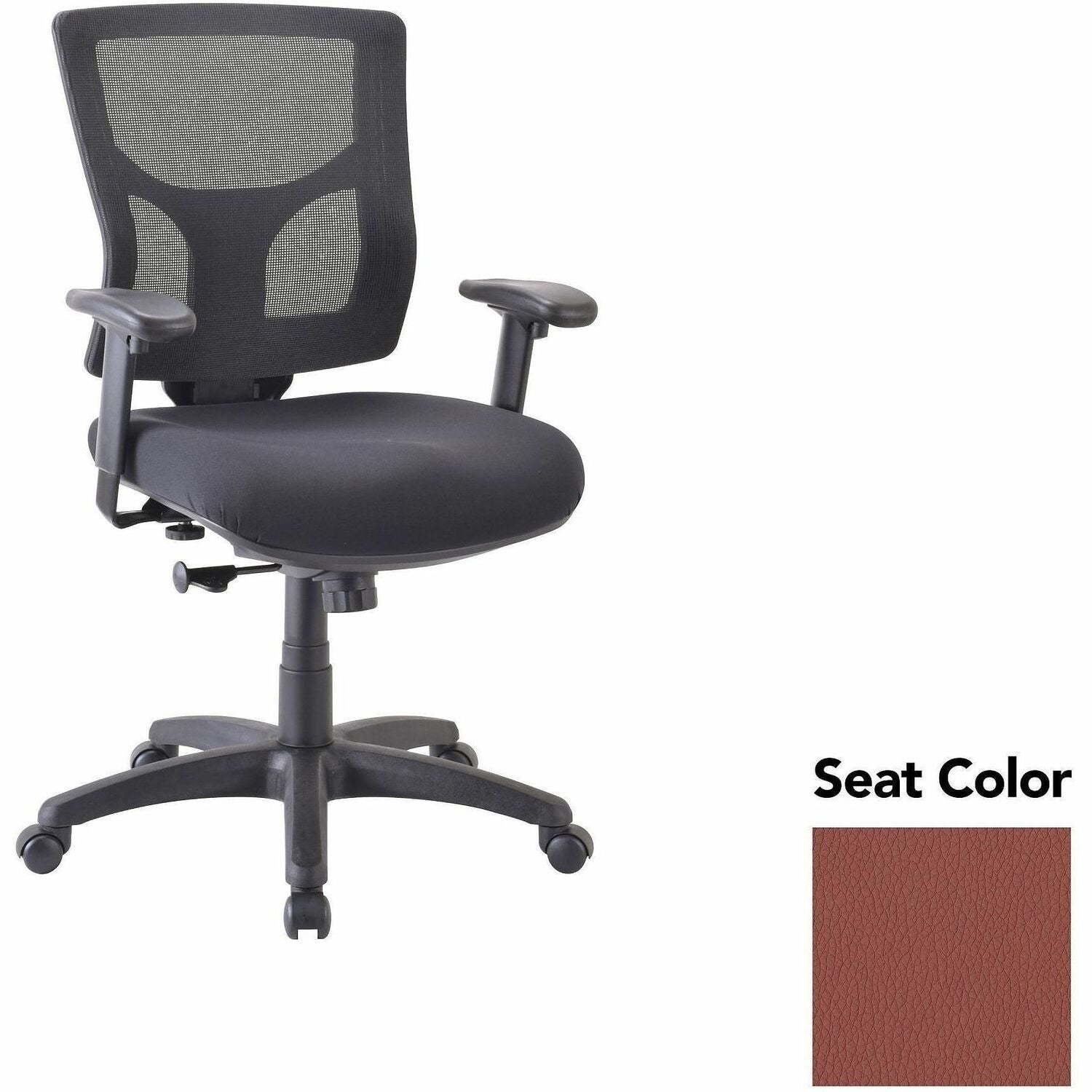Lorell Conjure Swivel/Tilt Task Chair, Dillon Cordovan Seat, Mesh Mid Back, Adjustable Arms, 1 Each