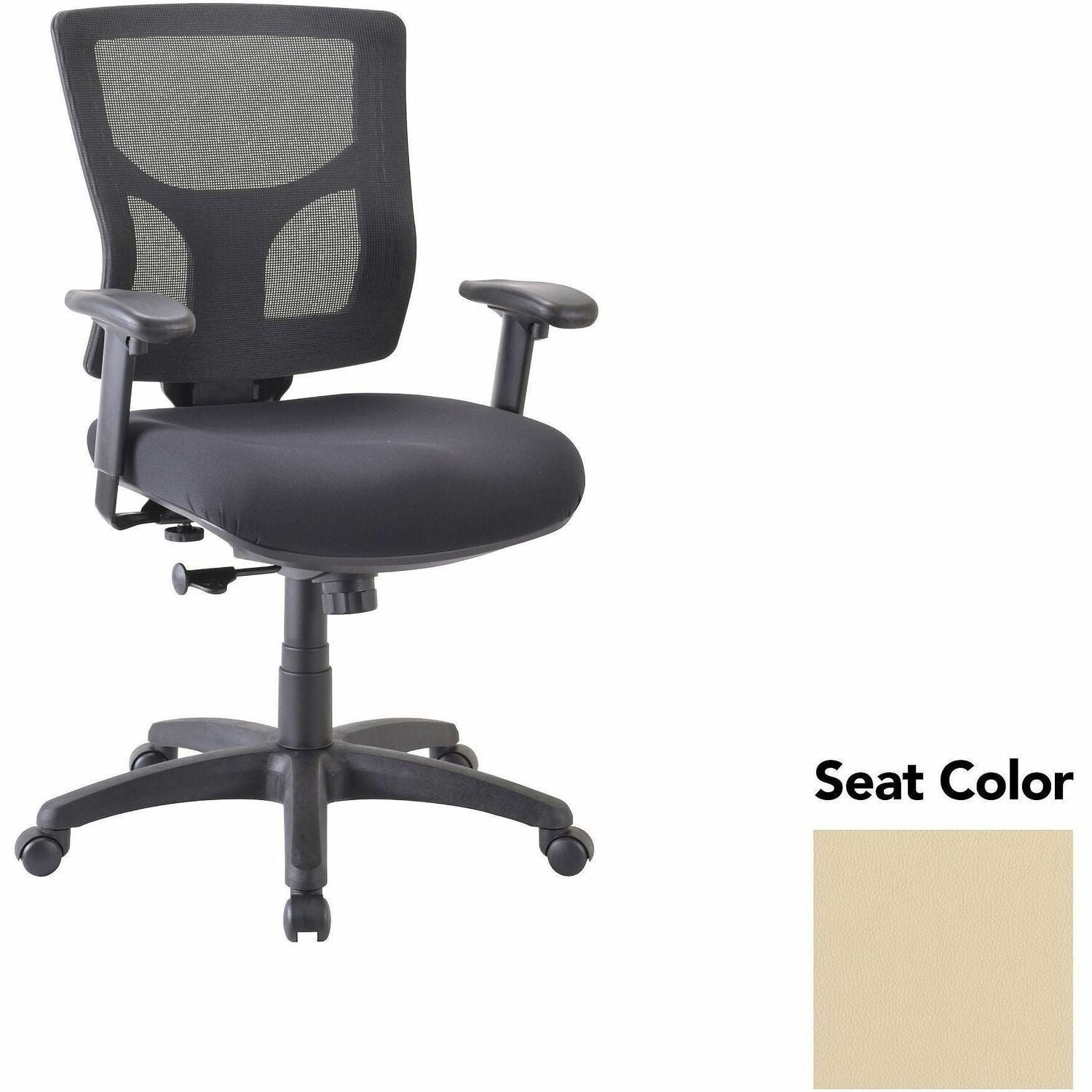 Lorell Conjure Swivel/Tilt Task Chair, Dillon Buff Seat, Mesh Mid Back, Adjustable Arms, Lumbar Support, 360° Swivel, 1 Each