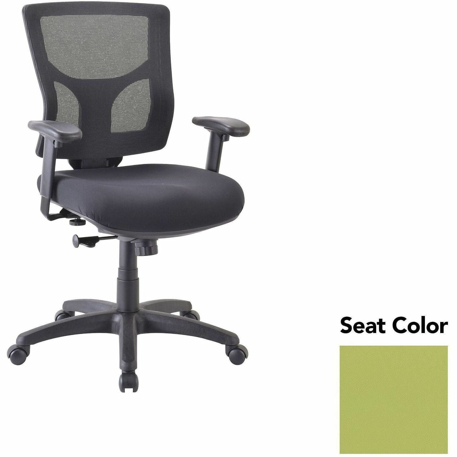 Lorell Conjure Swivel/Tilt Task Chair, Dillon Apple Green Seat, Mesh Mid Back, Adjustable Arms, 1 Each