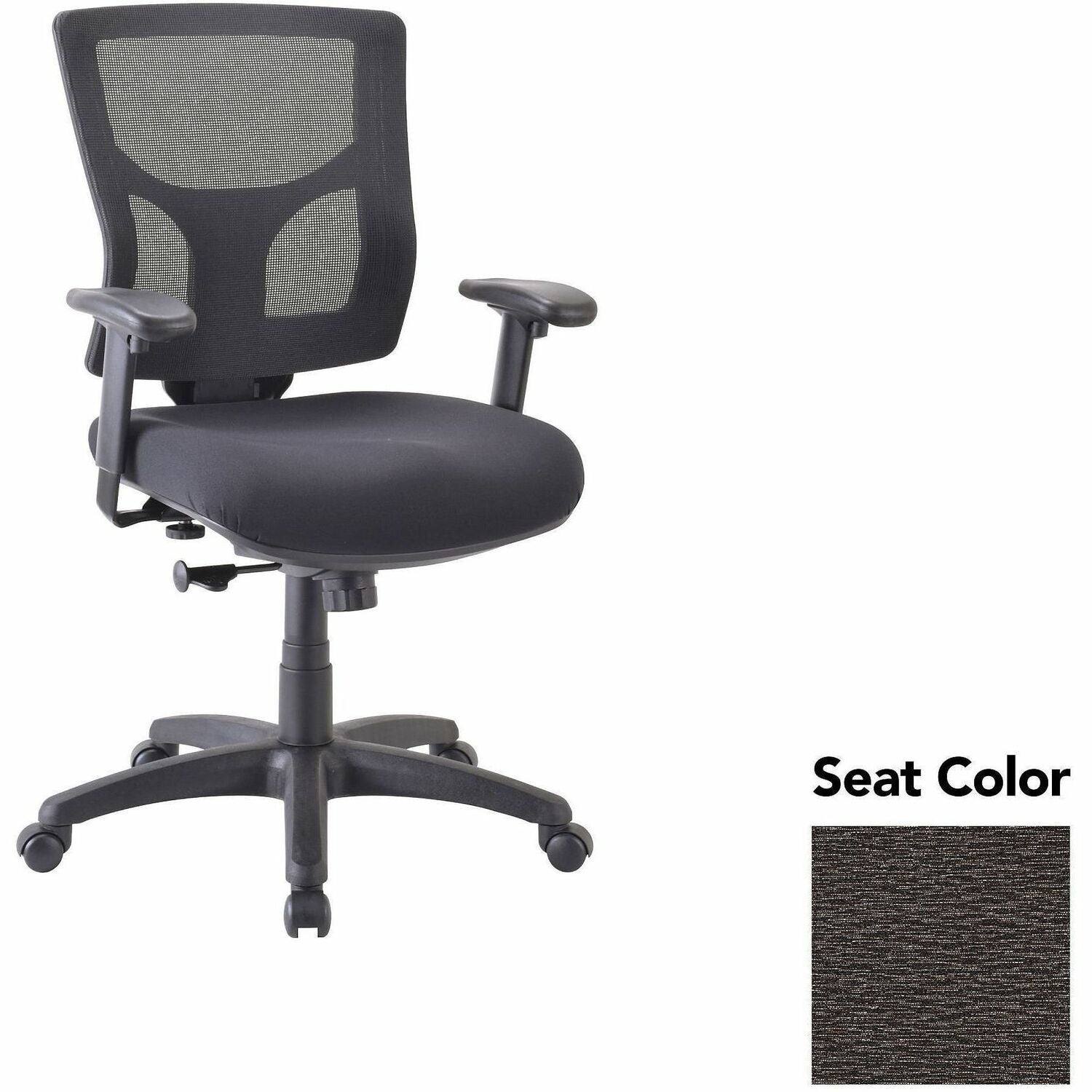 Lorell Conjure Swivel/Tilt Task Chair, Fuse Pepper Seat, Mesh Mid Back, Adjustable Arms, 1 Each