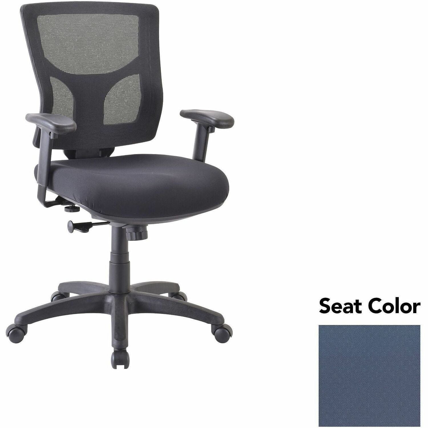 Lorell Conjure Swivel/Tilt Task Chair, Insight Periwinkle Blue Seat, Mesh Mid Back, Adjustable Arms, 1 Each