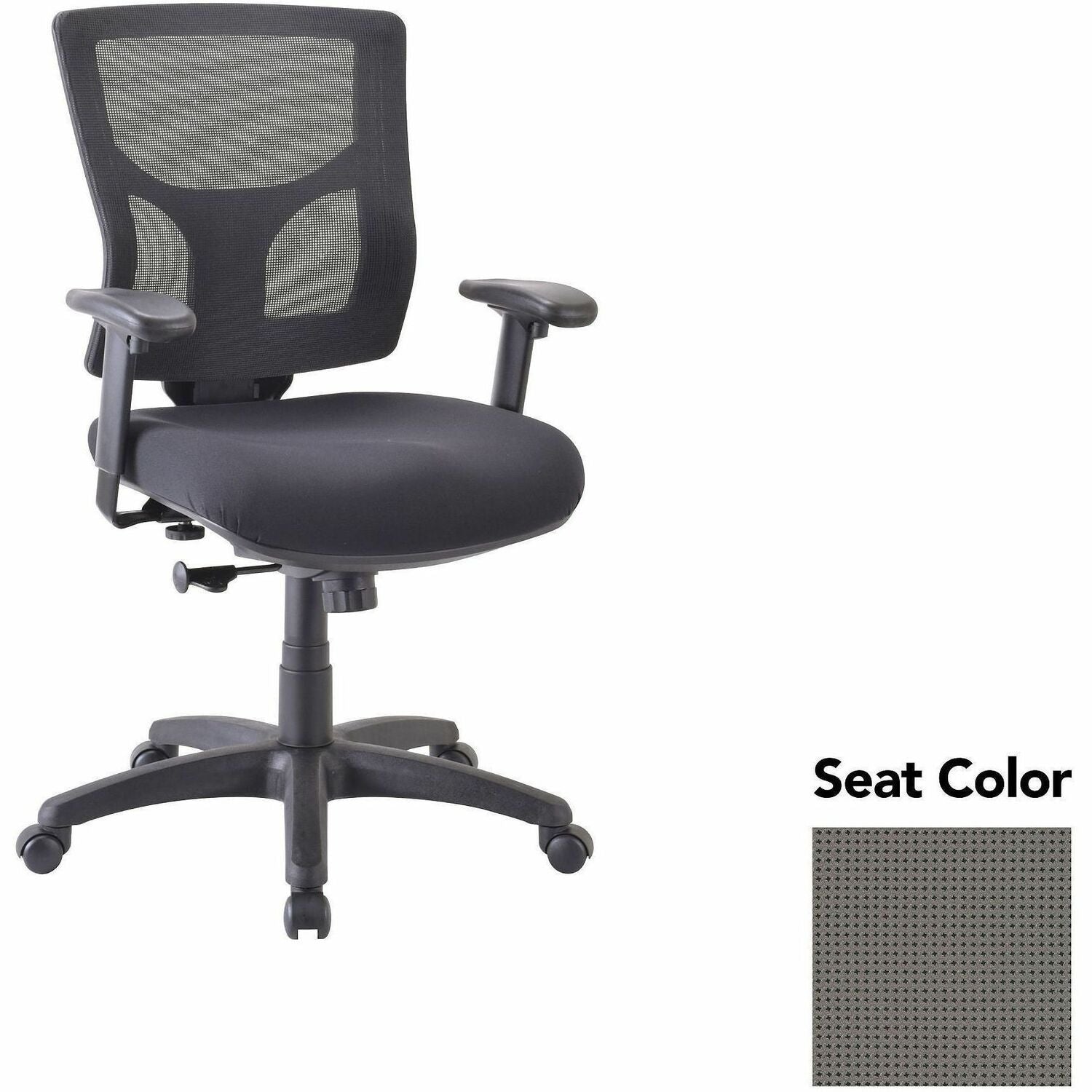Lorell Conjure Swivel/Tilt Task Chair, Expo Fog Seat, Mesh Mid Back, Adjustable Arms, Lumbar Support, Pneumatic Height, 360° Swivel, Nylon Base, 1 Each