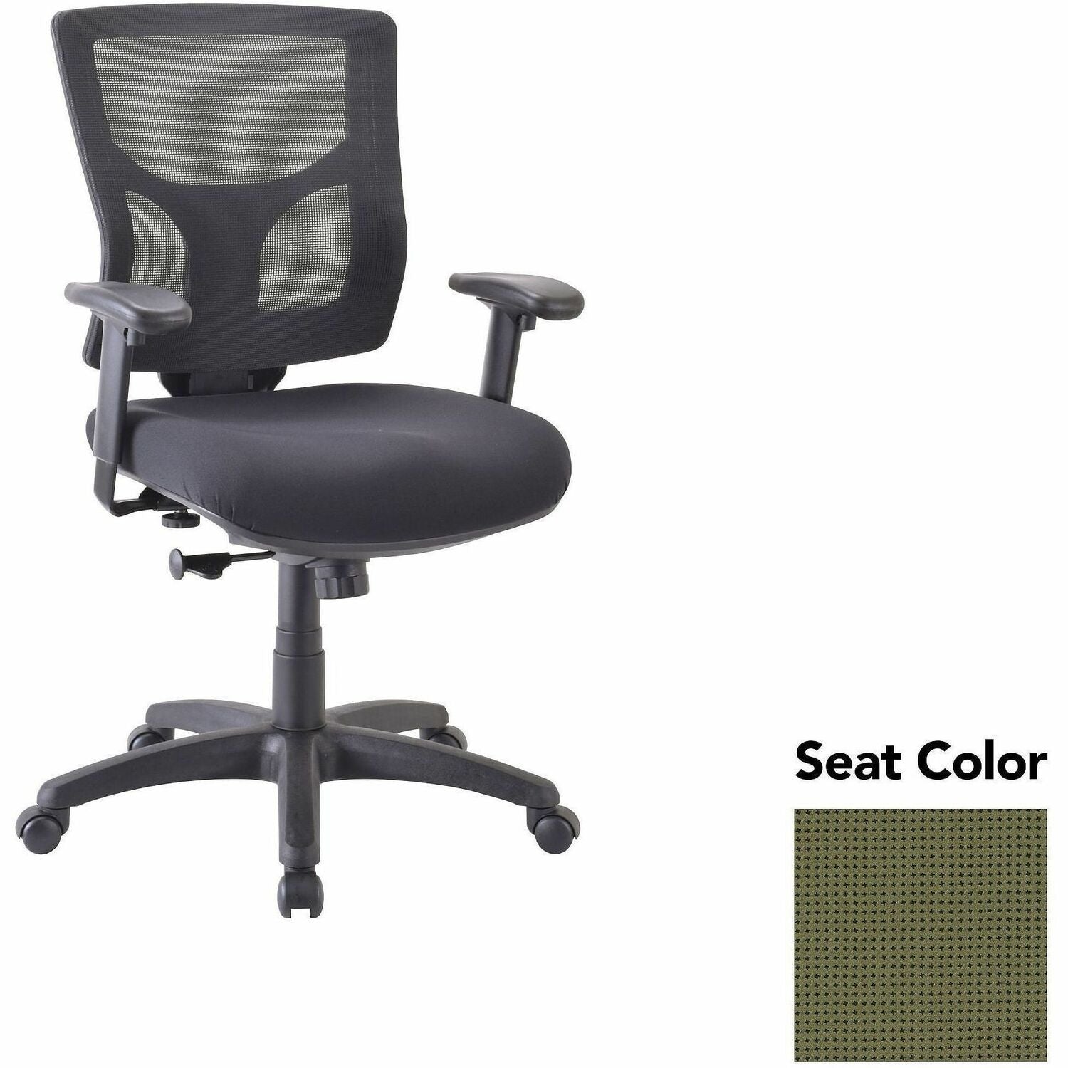 Lorell Conjure Swivel/Tilt Task Chair, Expo Leaf Seat, Mesh Mid Back, Adjustable Arms, Lumbar Support, Pneumatic Height, 360° Swivel, Nylon Base, 1 Each