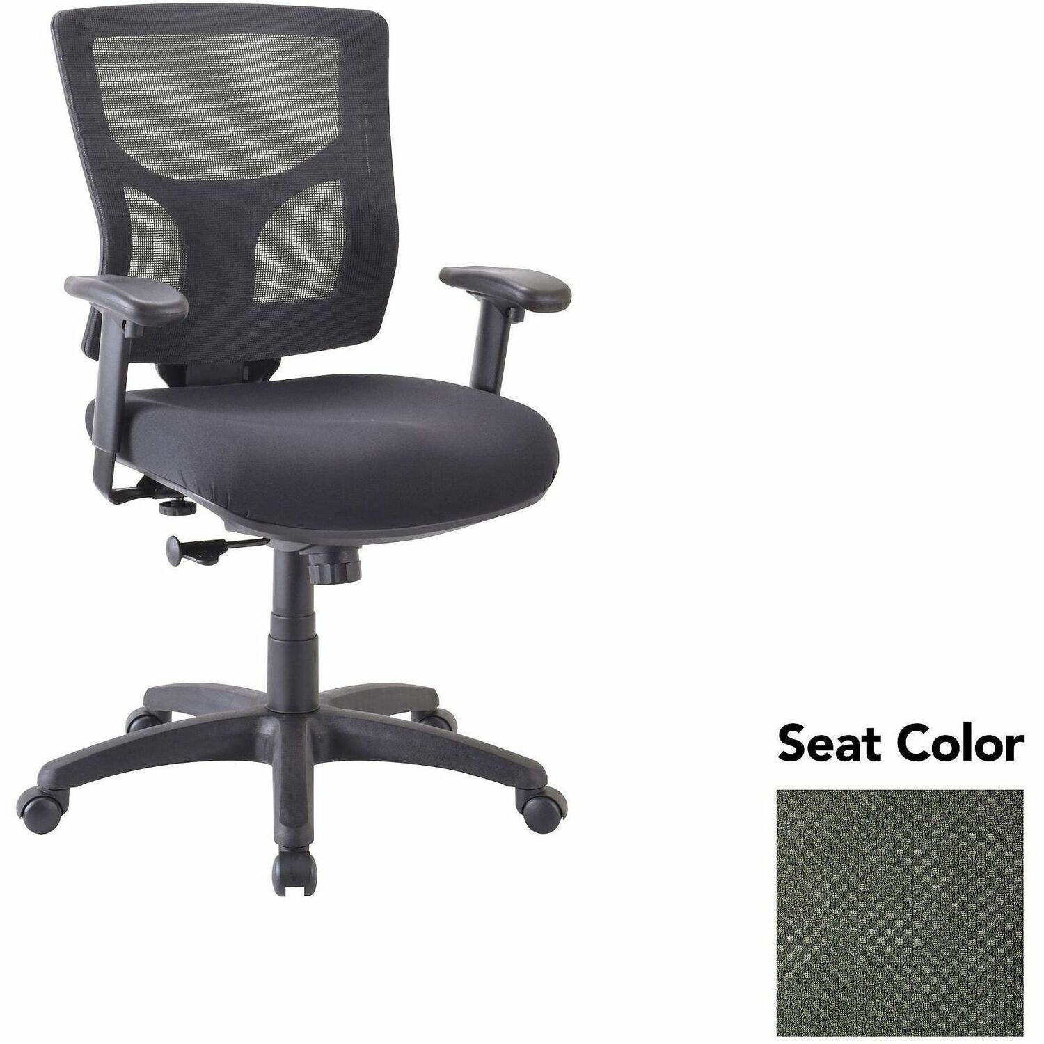 Lorell Conjure Swivel/Tilt Task Chair, Perfection Olive Green Seat, Mesh Mid Back, Adjustable Arms, 1 Each