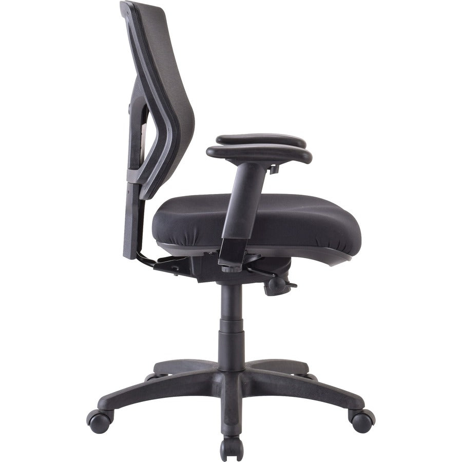Lorell Conjure Swivel/Tilt Task Chair, Insight Ebony Seat, Mesh Mid Back, Adjustable Arms, Lumbar Support, Pneumatic Height, 360° Swivel, 1 Each