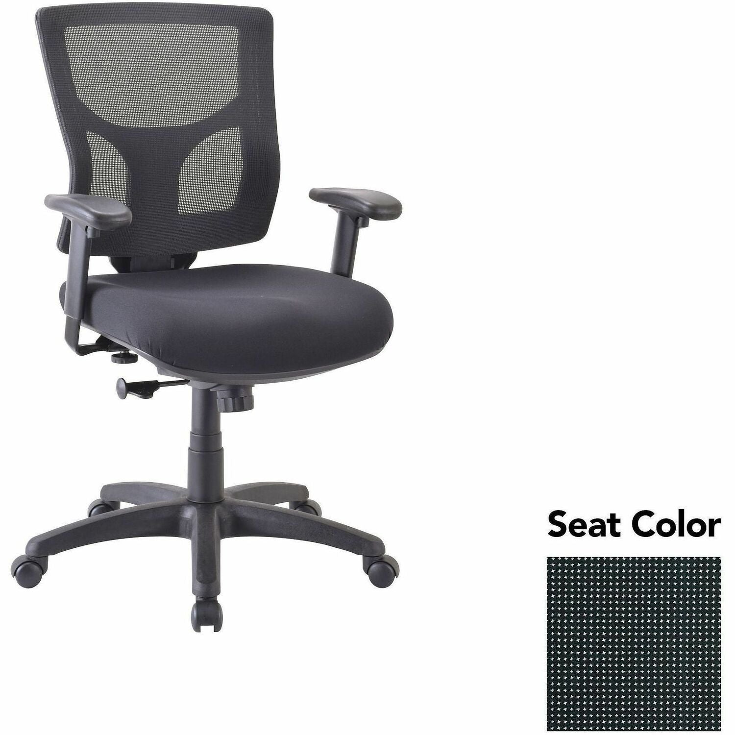 Lorell Conjure Mid-Back Task Chair, Tuxedo Seat, Mesh Back, Adjustable Arms, Swivel, Tilt, Lumbar Support, 1 Each