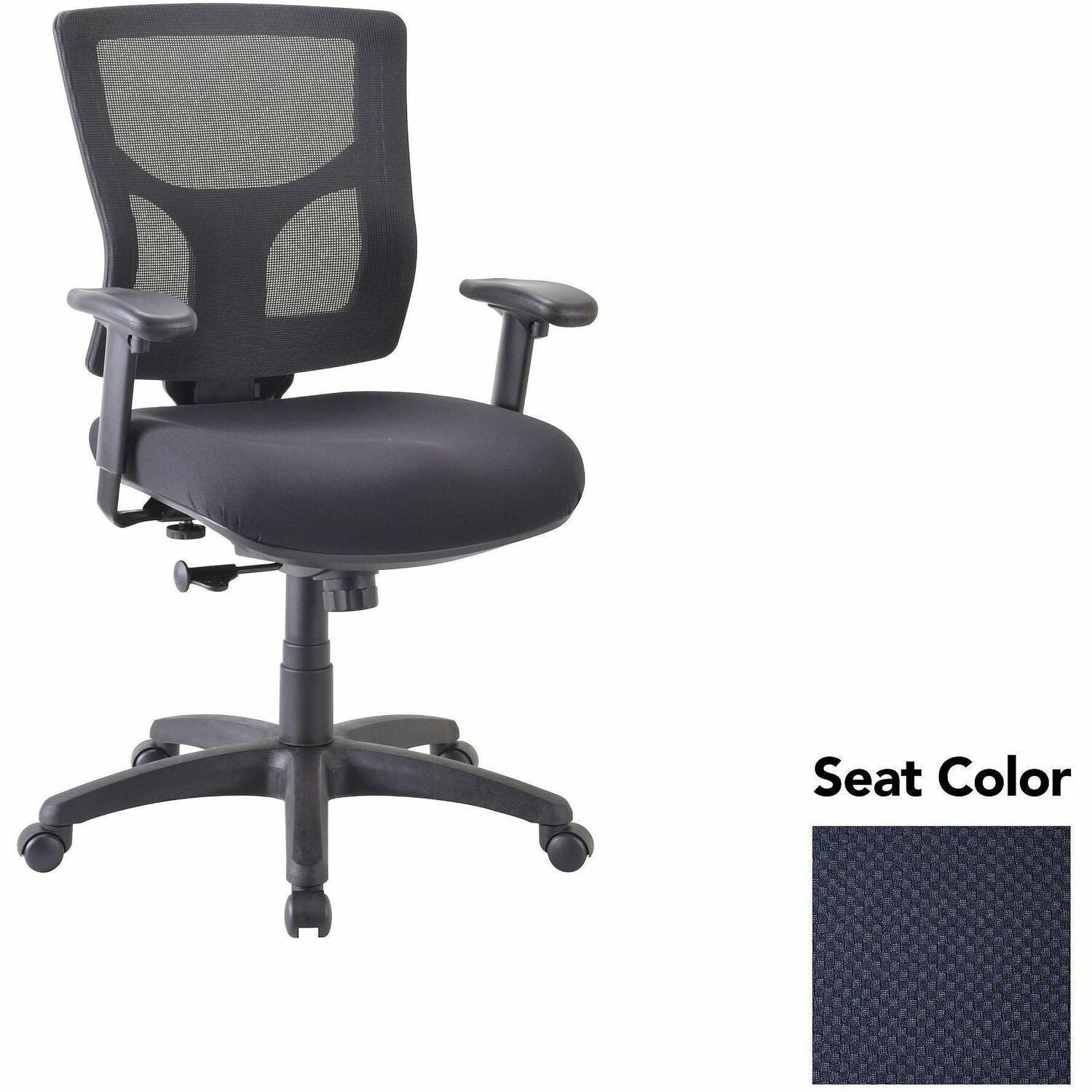 Lorell Conjure Swivel/Tilt Task Chair, Perfection Navy Seat, Mesh Mid Back, Adjustable Arms, 1 Each