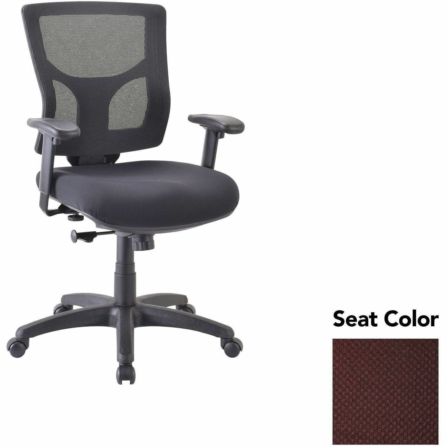 Lorell Conjure Swivel/Tilt Task Chair, Perfection Burgundy Seat, Mesh Mid Back, Adjustable Arms, 1 Each