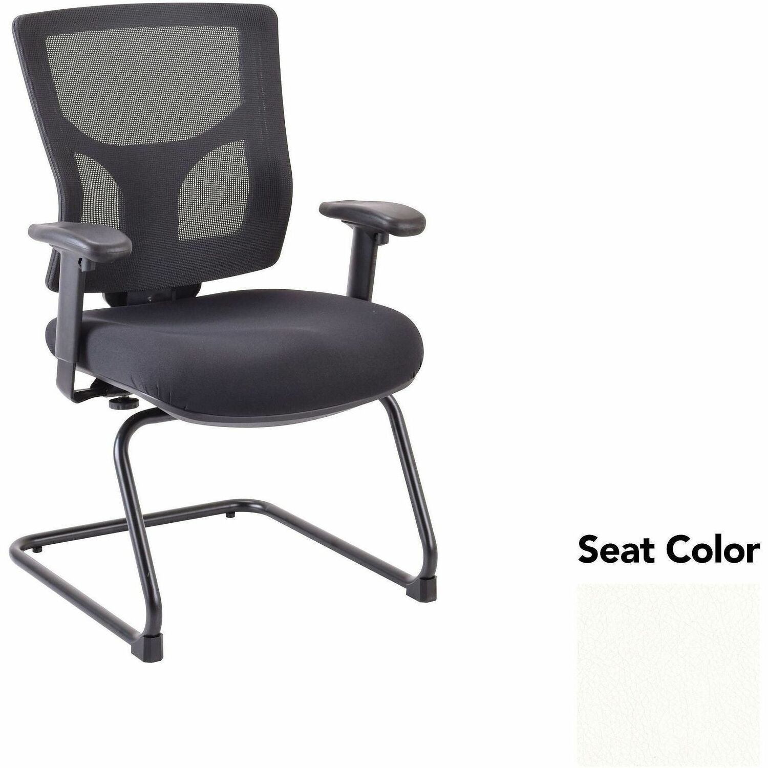 Lorell Conjure Sled Base Guest Chair, Dillon Snow, Polyurethane Foam Seat, Mesh Mid Back, Cantilever Sled Base, Armrest, 1 Each