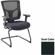 Lorell Conjure Sled Base Guest Chair, Dillon Black, Polyurethane Foam Seat, Mesh Mid Back, Cantilever Sled Base, Adjustable Armrests, 1 Each