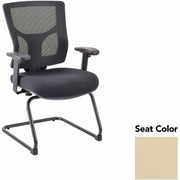 Lorell Conjure Sled Base Guest Chair, Dillon Buff, Polyurethane Foam Seat, Mesh Mid Back, Cantilever Sled Base, Adjustable Armrests, 1 Each