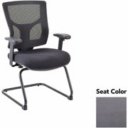 Lorell Conjure Sled Base Guest Chair, Canyon Carbon, Polyurethane Foam Seat, Mesh Mid Back, Adjustable Arms, Cantilever Sled Base, 1 Each