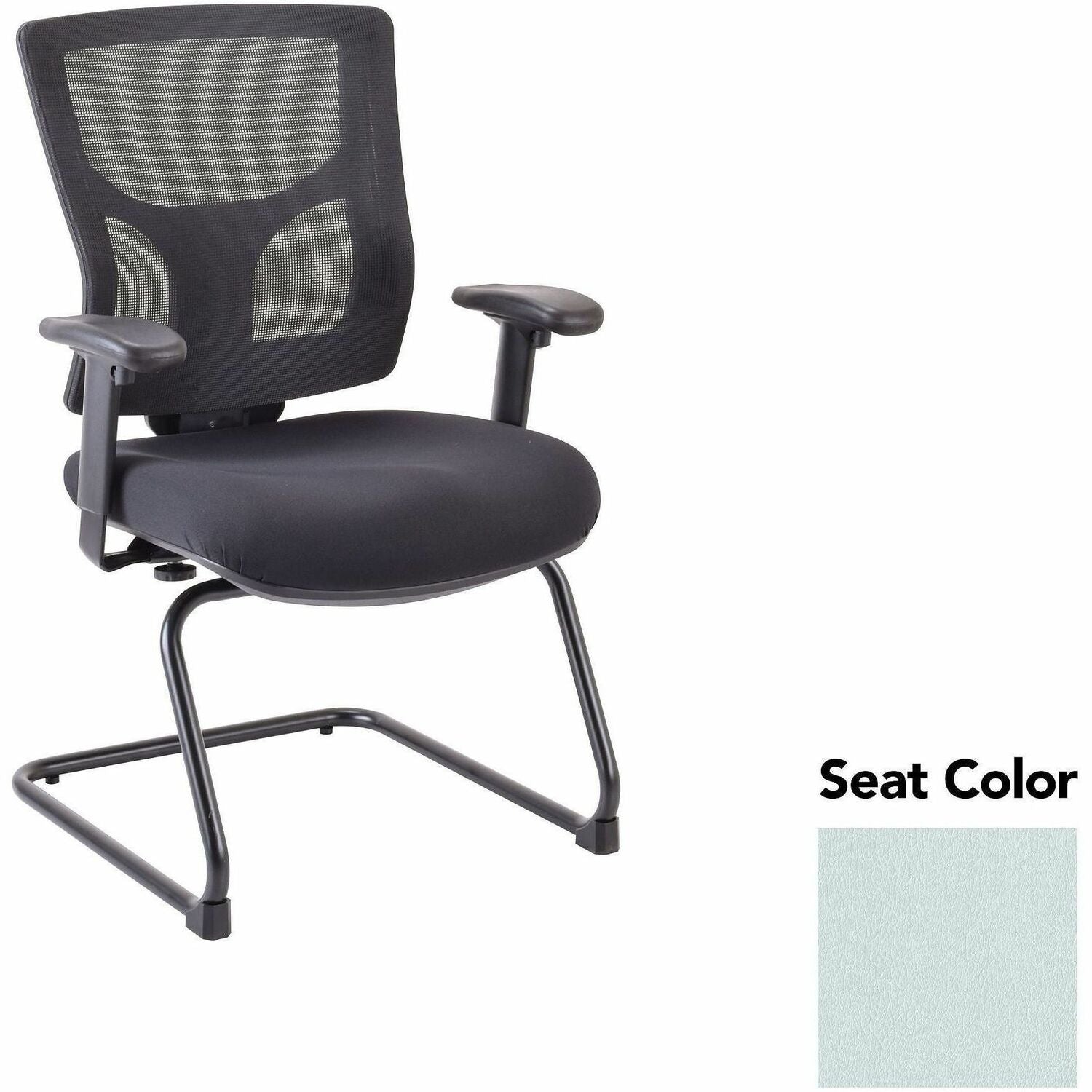 Lorell Conjure Sled Base Guest Chair, Castillo Breezy Seat, Polyurethane Foam Seat, Mesh Mid Back, Cantilever Sled Base, Adjustable Armrests, 1 Each