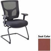 Lorell Conjure Sled Base Guest Chair, Dillon Cordovan, Polyurethane Foam Seat, Mesh Mid Back, Cantilever Sled Base, Adjustable Armrests, 1 Each