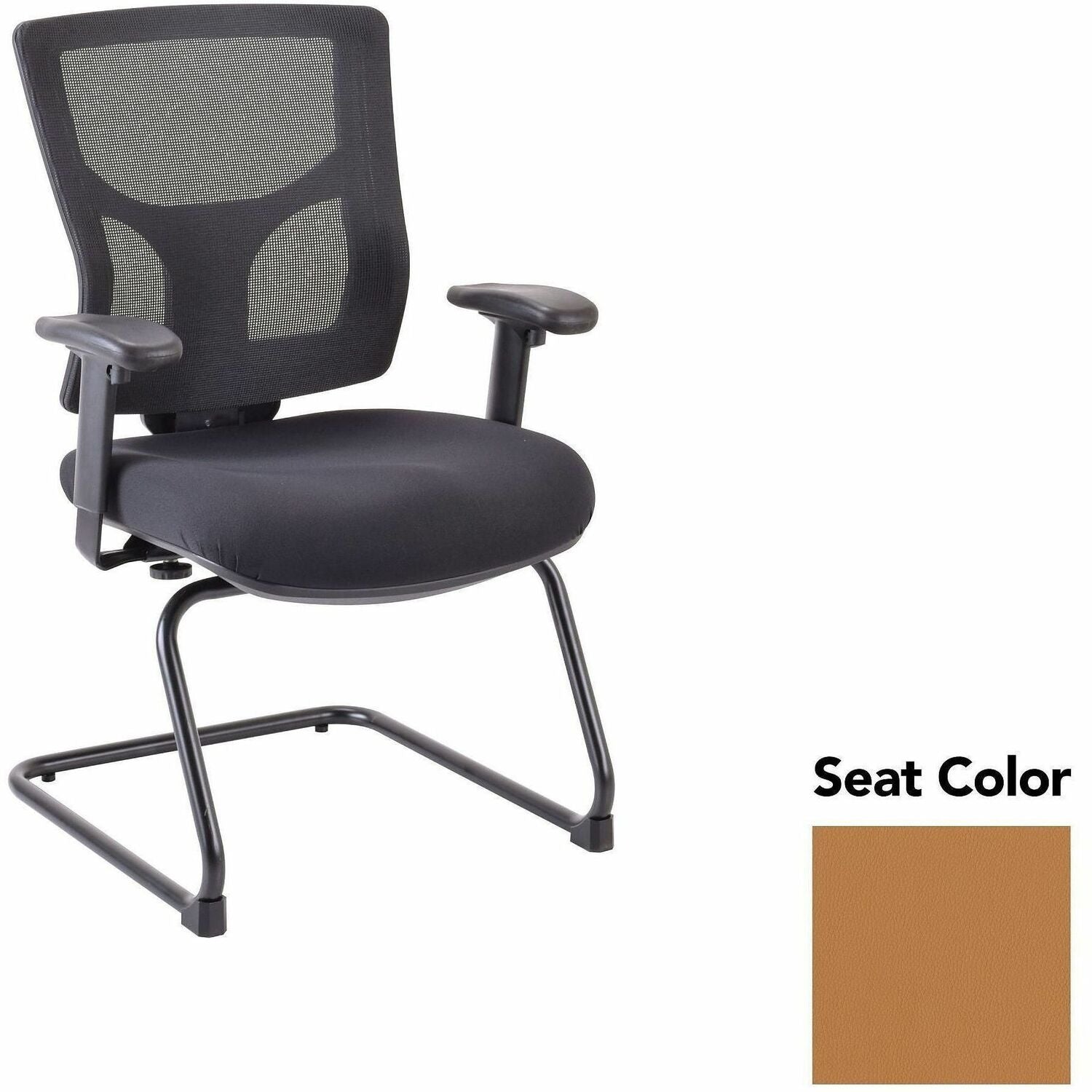 Lorell Conjure Sled Base Guest Chair, Dillon Fiesta Seat, Polyurethane Foam Seat, Mesh Mid Back, Cantilever Sled Base, Adjustable Armrests, 1 Each