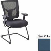 Lorell Conjure Sled Base Guest Chair, Dillon Ocean, Polyurethane Foam Seat, Mesh Mid Back, Cantilever Sled Base, Armrest, 1 Each