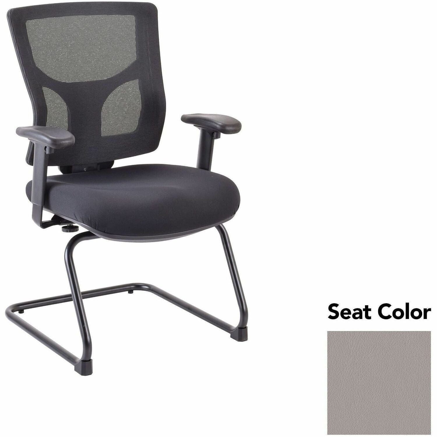 Lorell Conjure Sled Base Guest Chair, Castillo Metal, Polyurethane Foam Seat, Mesh Mid Back, Adjustable Arms, Cantilever Sled Base, 1 Each