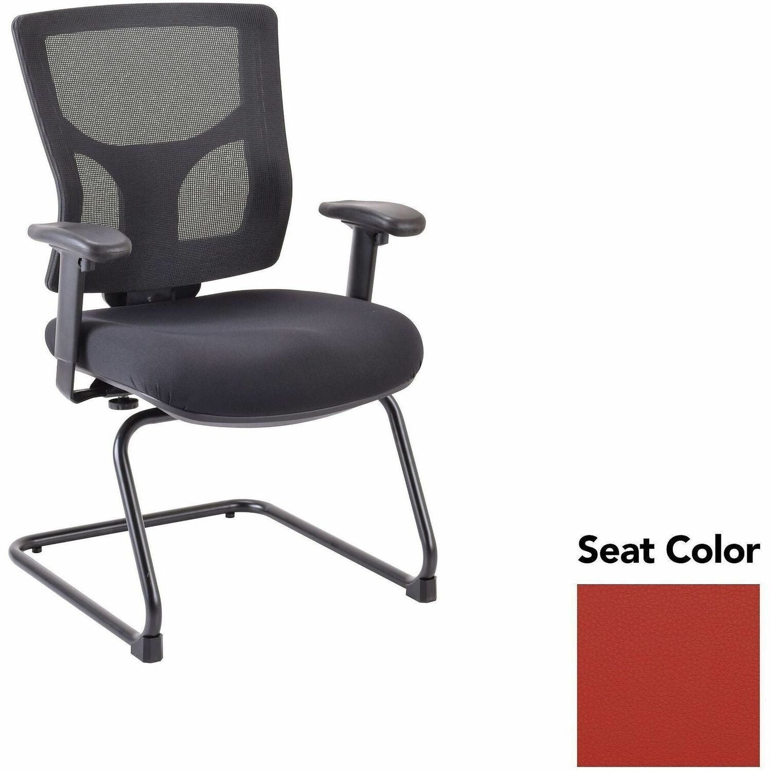 Lorell Conjure Sled Base Guest Chair, Canyon Red Rock, Polyurethane Foam Seat, Mesh Mid Back, Cantilever Sled Base, Adjustable Armrests, 1 Each