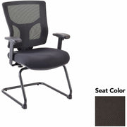 Lorell Conjure Sled Base Guest Chair, Perfection Black, Polyurethane Foam Seat, Mesh Mid Back, Adjustable Arms, Cantilever Sled Base, 1 Each