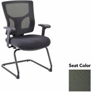 Lorell Conjure Sled Base Guest Chair, Perfection Olive Green, Polyurethane Foam Seat, Mesh Mid Back, Adjustable Arms, Cantilever Sled Base, 1 Each