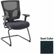 Lorell Conjure Sled Base Guest Chair, Insight Ebony, Polyurethane Foam Seat, Mesh Mid Back, Adjustable Arms, Cantilever Sled Base, 1 Each