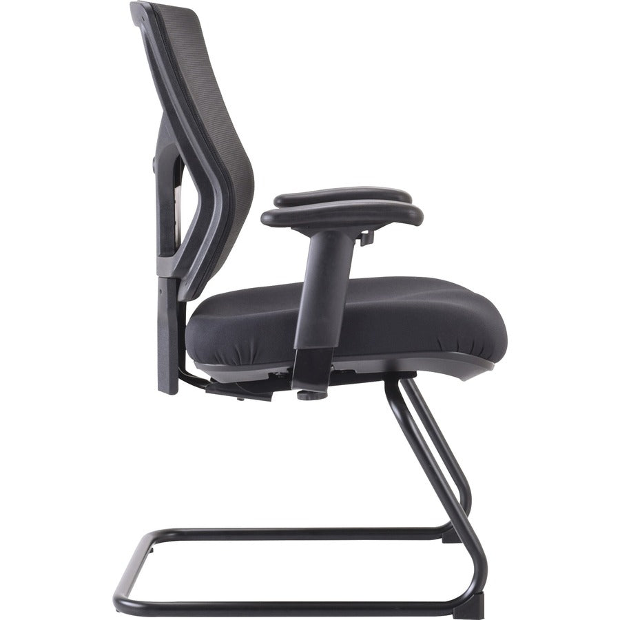 Lorell Conjure Sled Base Guest Chair, Expo Leaf, Polyurethane Foam Seat, Mesh Mid Back, Adjustable Arms, Cantilever Sled Base, 1 Each