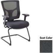 Lorell Conjure Sled Base Guest Chair, Fuse Azurean, Polyurethane Foam Seat, Mesh Mid Back, Adjustable Arms, Cantilever Sled Base, 1 Each