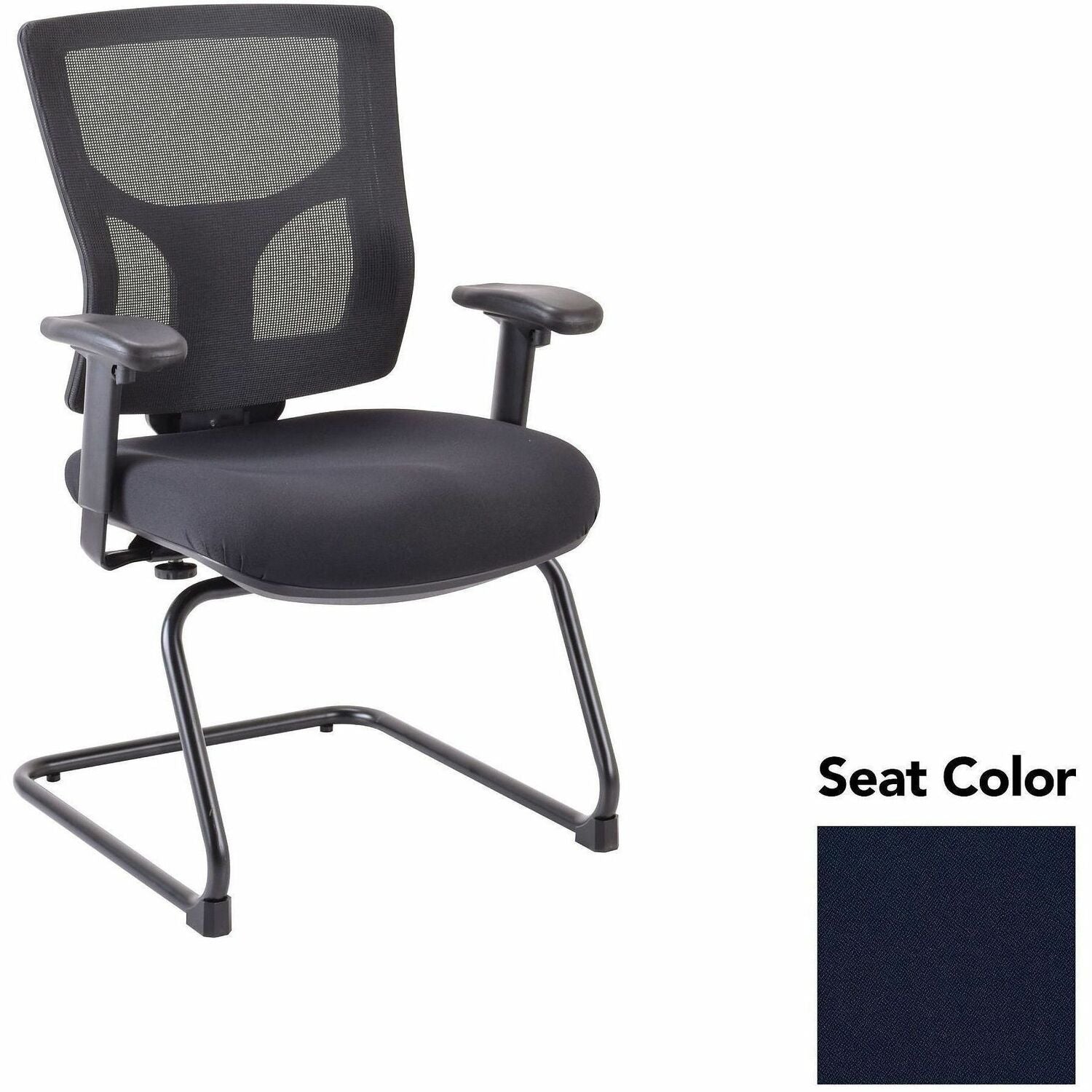 Lorell Conjure Sled Base Guest Chair, Forte Cadet, Polyurethane Foam Seat, Mesh Mid Back, Cantilever Sled Base, Adjustable Armrests, 1 Each
