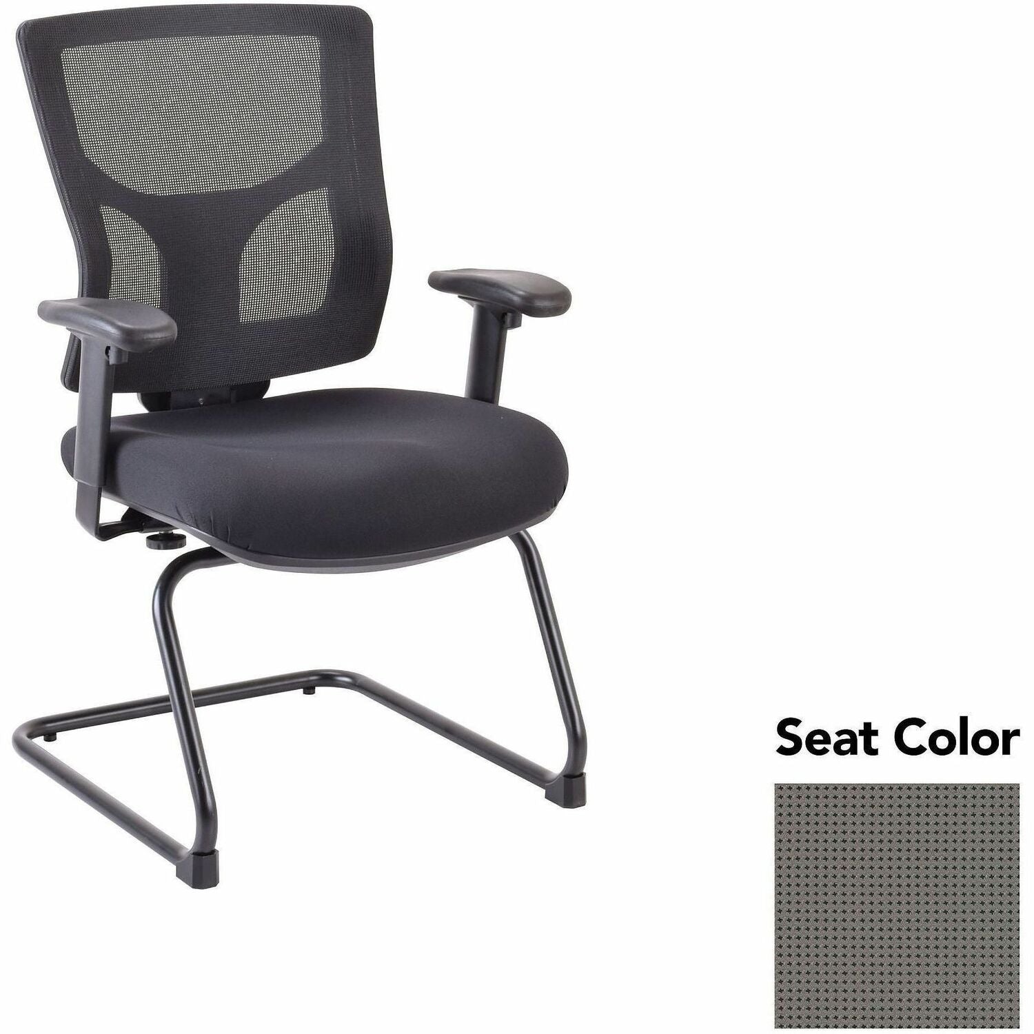 Lorell Conjure Sled Base Guest Chair, Expo Fog, Polyurethane Foam Seat, Mesh Mid Back, Cantilever Sled Base, Adjustable Armrests, 1 Each