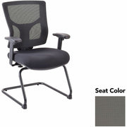 Lorell Conjure Sled Base Guest Chair, Expo Fog, Polyurethane Foam Seat, Mesh Mid Back, Cantilever Sled Base, Adjustable Armrests, 1 Each