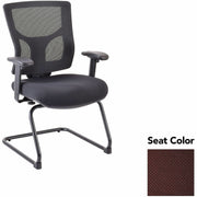 Lorell Conjure Sled Base Guest Chair, Perfection Burgundy, Polyurethane Foam Seat, Mesh Mid Back, Adjustable Arms, Cantilever Sled Base, 1 Each